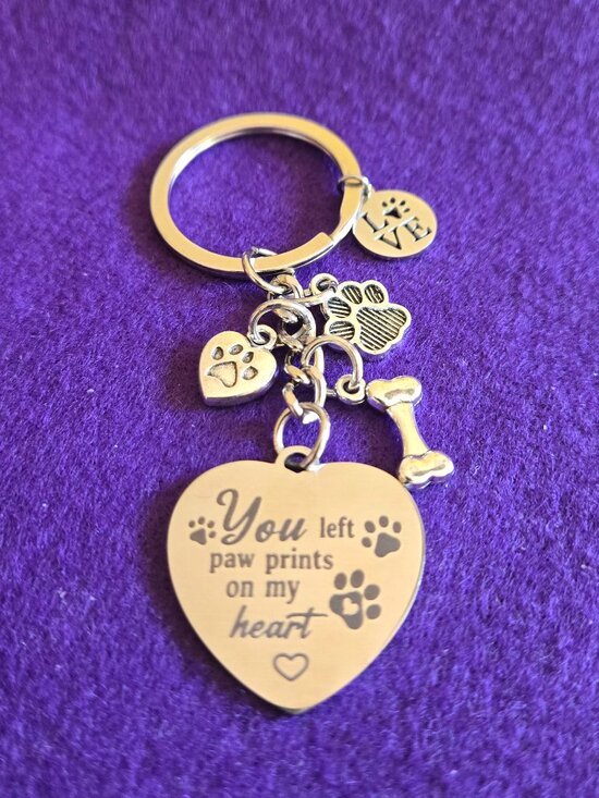 Other - Pet paw print Memorial keychain "You Left Paw Prints On My Heart" stainless stee